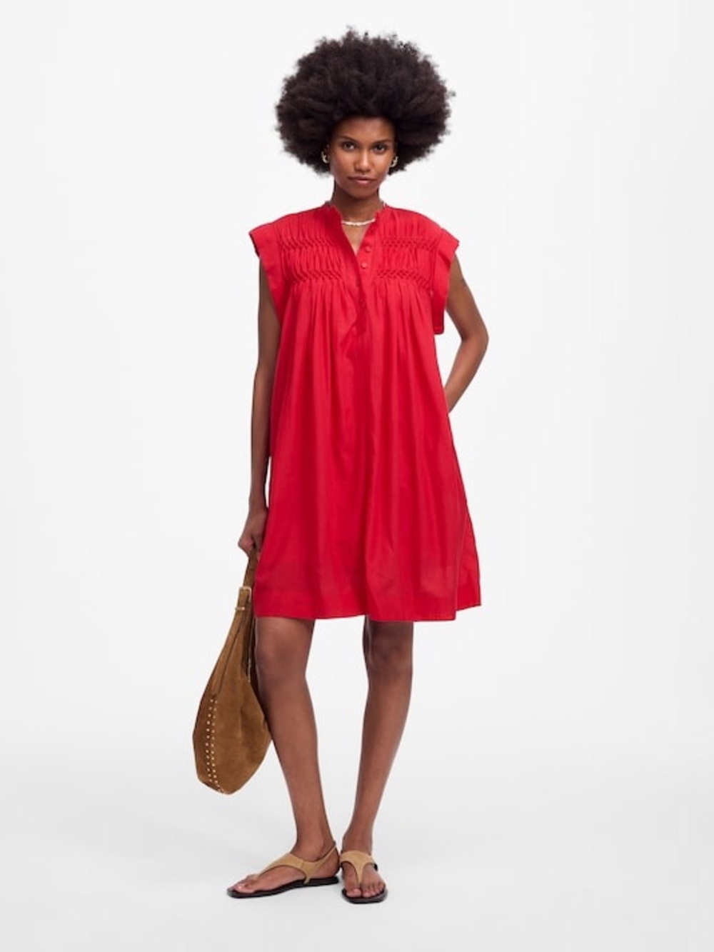 MADEWELL Embroidered Pleated Mini Dress - size Large